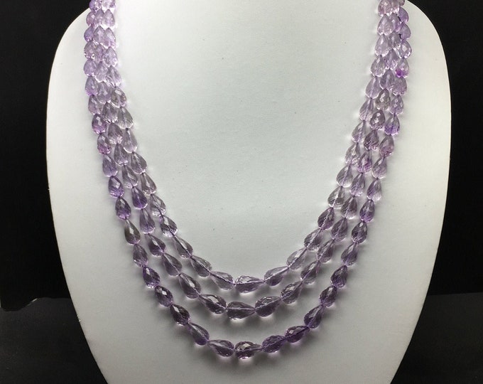 Natural LIGHT AMETHYST faceted/Drop shape/Size 7x10MM till 8x12MM/Beautiful light purple color gemstone/Gemstone necklace/Unique necklace