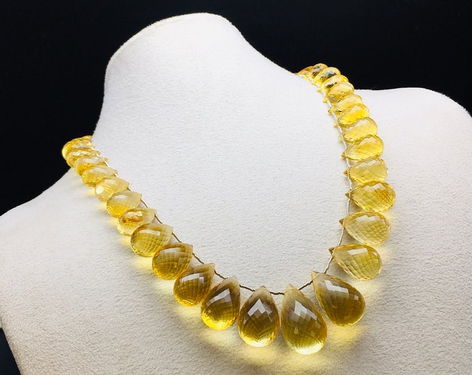 Natural CITRINE/Faceted drops/Size 6x11MM till 15x27/412.20 carats/1 strand/Beautiful deep golden color beads/Citrine faceted drop necklace
