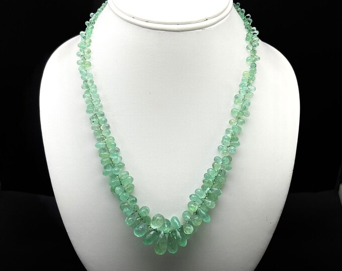 Natural EMERALD/Faceted drop/Size 2x3MM till 8x14MM/233.90 carats/19" long/1 strand/Deep green color necklace/Natural COLUMBIAN Emerald/Rare