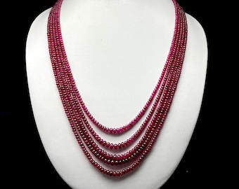 Natural RUBY 4.50MMRondelle shapeGauranteed Natural RubyBeautiful color of RUBYNecklace with 925 sterling silver lobster clasp