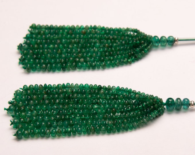 Natural EMERALD Tassels/Genuine Emerald/Not heated Not treated/Tassels for Earring/Smooth rondelle shape/Big drilled holes/ perfect earring