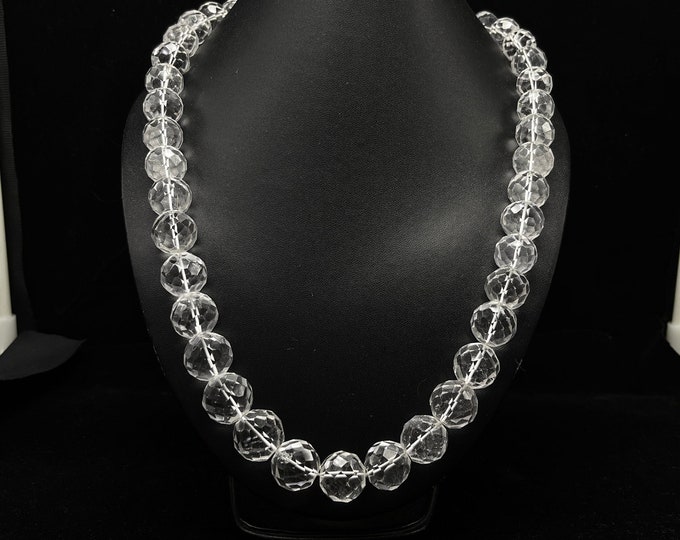 Natural ROCK CRYSTAL/Faceted/Round/15x17.50MM/1148.00 Carats/22 Inches/1000.00 Dollars/Gemstone necklace/Crystal necklace/Ready to wear