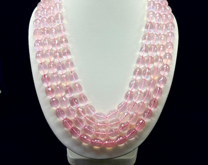 Natural ROSE QUARTZ/Frosted handcarved/Round shape/Approx. 7.50MM till 11MM/Beautiful pink color necklace/Gemstone necklace/Very rare beads
