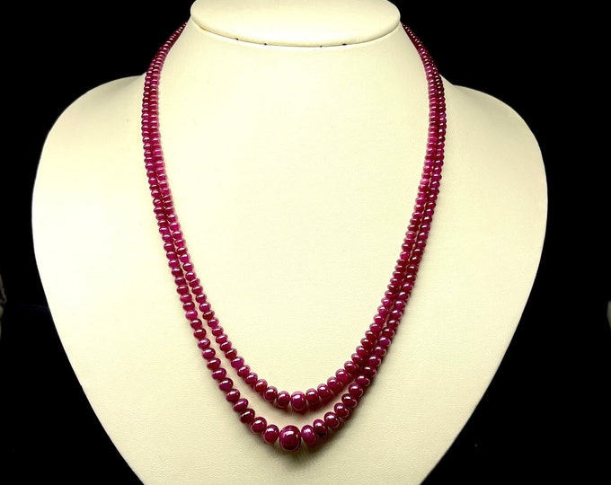 Natural RUBY/Smooth rondelle/Size 3.00MM till 6.50MM/17 inches long/Beautiful red color beads/Gemstone necklace/Ruby necklace/185.00 caratst