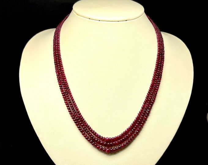 Natural RUBY/Smooth rondelle/Size 2.00MM till 6MM/18 inches long/Beautiful red color beads/Gemstone necklace/Natural Ruby necklace/172.00 ct