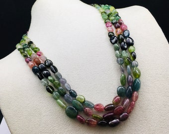 Natural MULTI TOURMALINE/Smooth oval shape/Approx.6x8MM till 10x12MM/Beautiful all colors of Tourmaline/Gemstone necklace/Matches with all