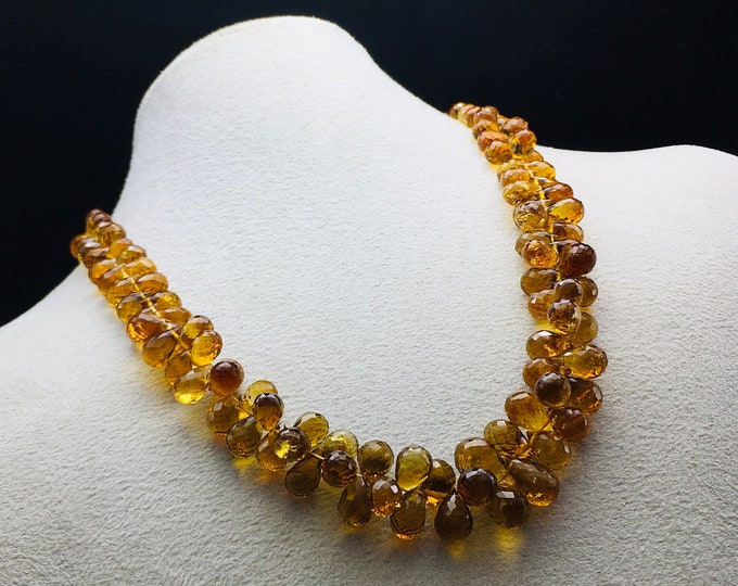 Natural BRANDY CITRINE/Faceted drop/Approx. 4x6MM till 8x12MM/Beautiful deep brandy color necklace/Natural Citrine/Genuine Citrine gemstone