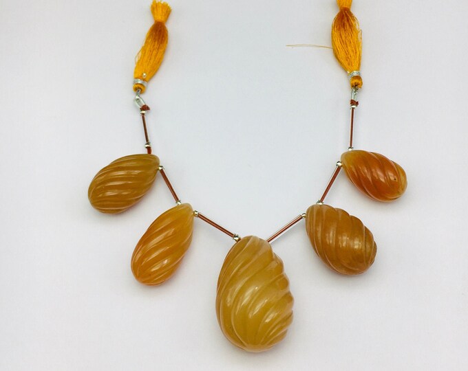 Natural ORANGE AVENTURINE/Hand carved/Drop shape/Approx. 15x27MM till 25x40MM/Side drilled/Unique pieces of gemstones/For jewellery makers