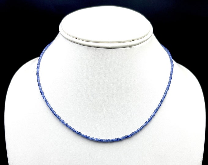 Natural BLUE SAPPHIRE 2.50MM/Faceted rondelle shape/Length 16.00 inches/Genuine Blue Sapphire/Big drilled hole/Strand in wire/Lobster clasp