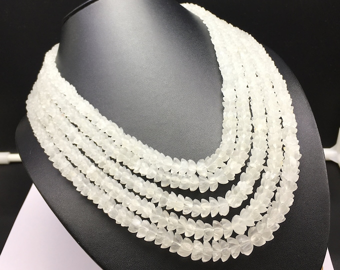 Natural ROCK CRYSTAL/Handcarved flower/Approx. 6MM till 10MM/Beautiful white color necklace/Gemstone necklace/Clear quartz handcarved