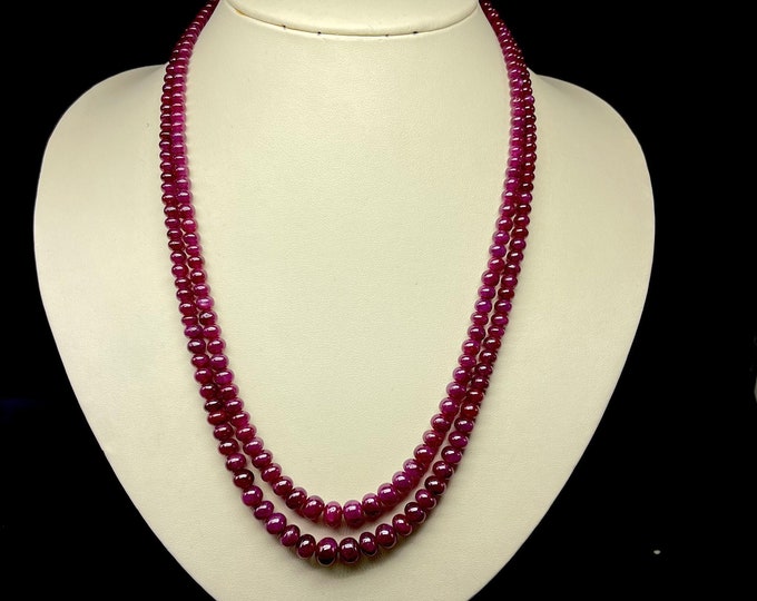 Natural RUBY/Smooth rondelle/Size 3.50MM till 8.75MM/20 inches long/Beautiful red color beads/Gemstone necklace/Natural Ruby necklace/318 ct
