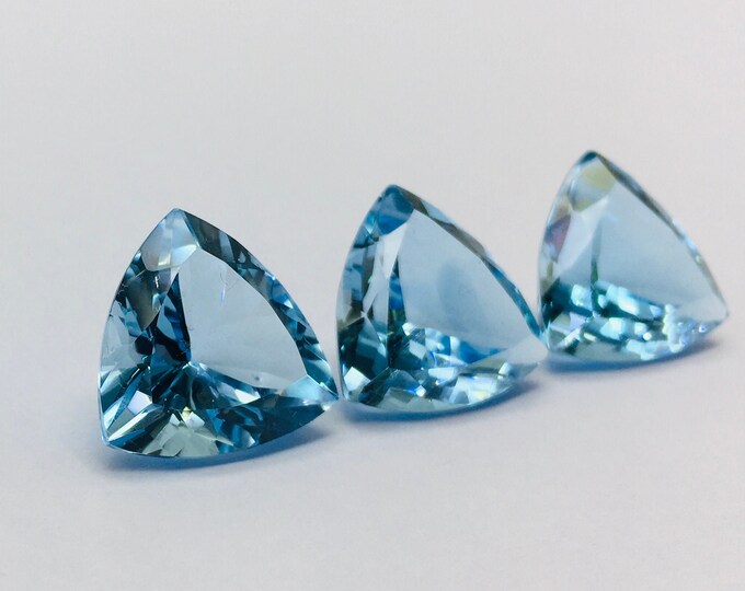 15X15 TRILLION 3 Pieces 38.25 Carats Top Quality BLUE TOPAZ Cut Gemstones, Loose Gemstones, Wholesale Supplier, Perfect Cut & Polished Stone
