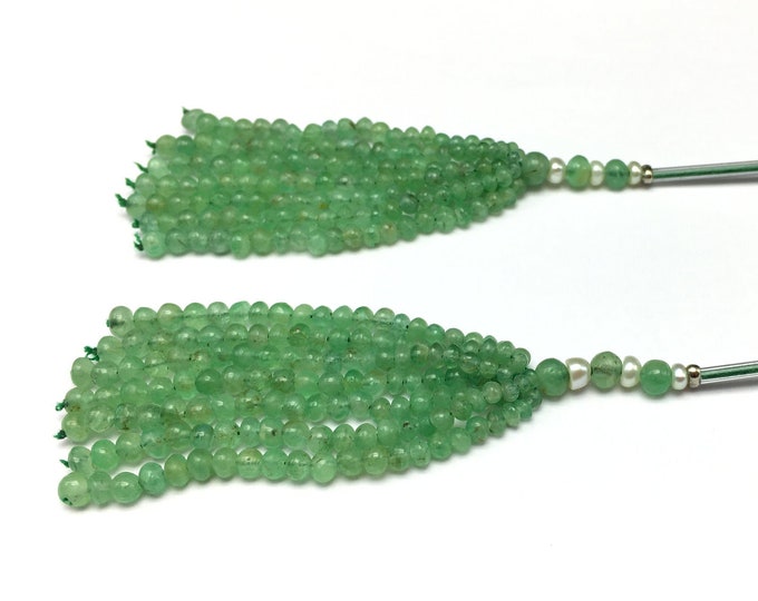 Tassels for earring/Natural EMERALD/Size 2.50MM to 4.00MM/Smooth rondelle/3 inches long/Beautiful deep green color/Gemstone tassel earring