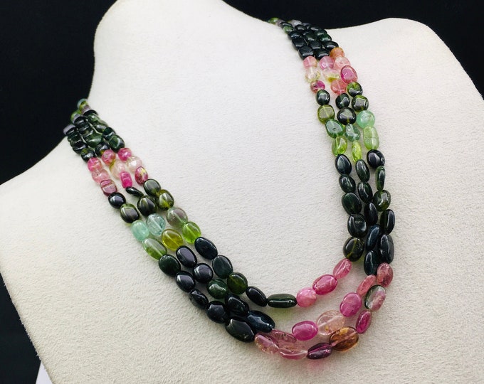 Natural MULTI TOURMALINE/Smooth/Oval/5x7MM till 8x10MM/30.00 Dollars/multi color necklace/Gemstone necklace/Adjustable silk cord closure