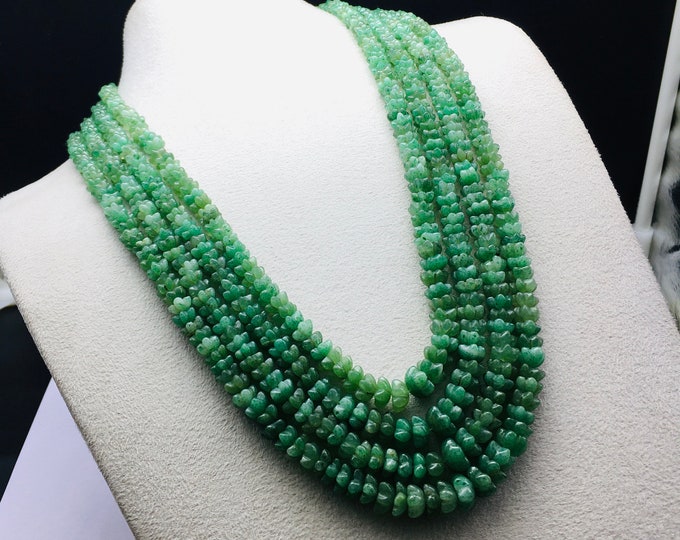 Natural GREEN AVENTURINE/Hand carved/Flower Shape/Approx. 6.50MM till 10.00MM/Beautiful natural green color necklace/Gemstone necklace/Rare