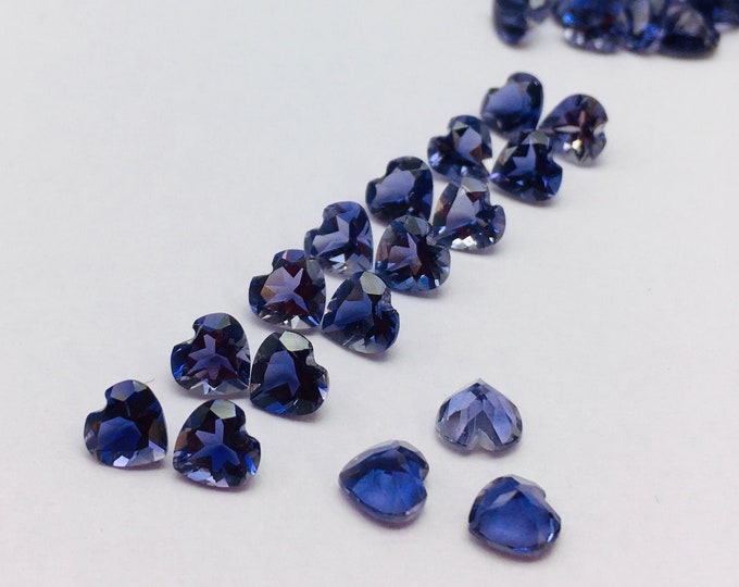 5X5 mm Heart 90 Pieces 33.40 Carats Top Quality IOLITE Cut Stones Lot, Selected Stones, Carved Up, Natural Gemstones, For Jewelry Makers