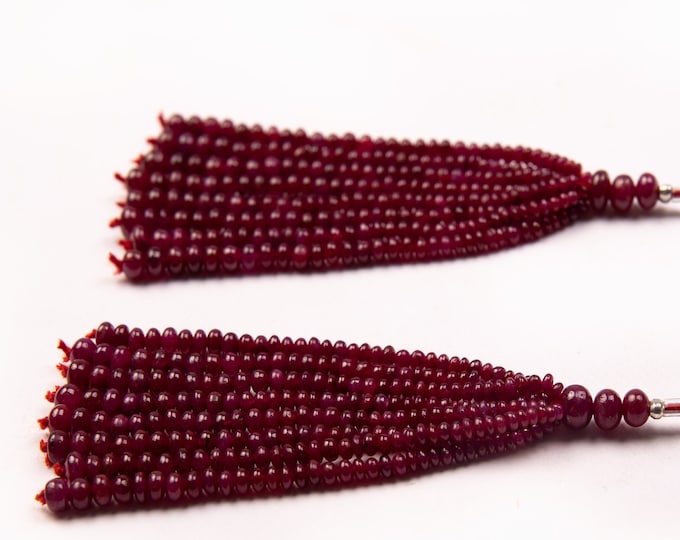 16 Strands 136.05 Carats Natural Top Quality RUBY Smooth Roundel Shape Beaded Tassels for Earring, for designer use, for jewelry makers