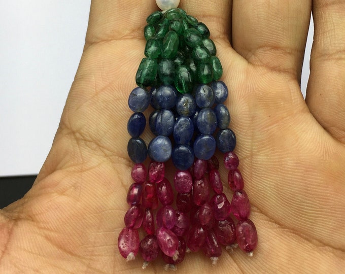 Tassels for pendant/EMERALD/Blue SAPPHIRE/RUBY/Smooth oval shape/Size 3x5MM till 5x7MM/Gemstone tassel for pendant/Multi color tassel