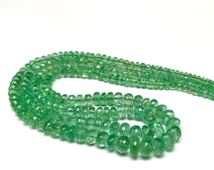 Natural EMERALD/Faceted rondelle/COLUMBIAN/Size 2.50MM till 7.80MM/Length 15.00" inner 16.00" outer/Strands 2/Emerald necklace/Top quality