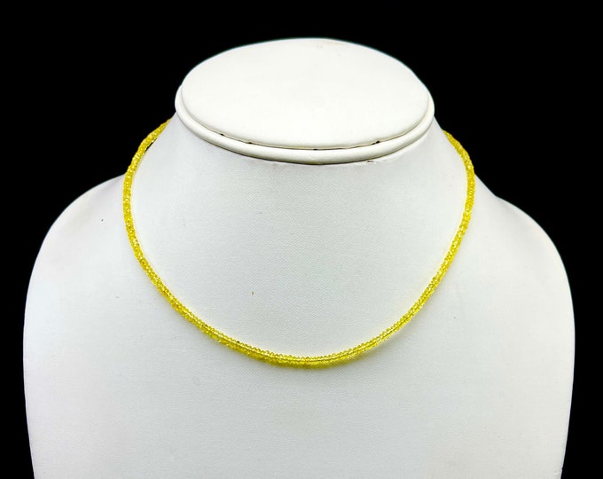 Natural YELLOW BYREIL/Rondelle shape bead /Gemstone necklace/Natural Byreil gemstone/With 925 sterling silver clasp