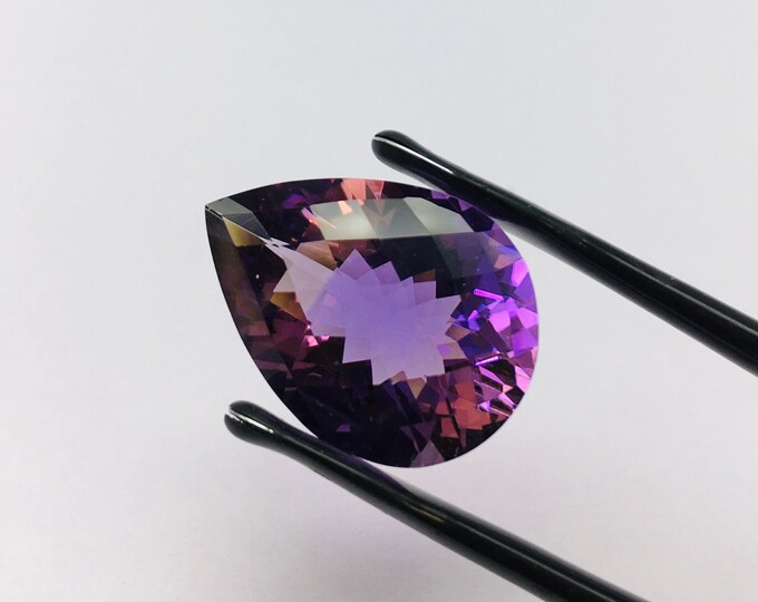 Amethyst chaker cut stone/ 14X22mm/ pear shape/ 1 piece/ 14.75 carat/ price 185.00 usa dollar / unique piece of top color amethyst/ amazing