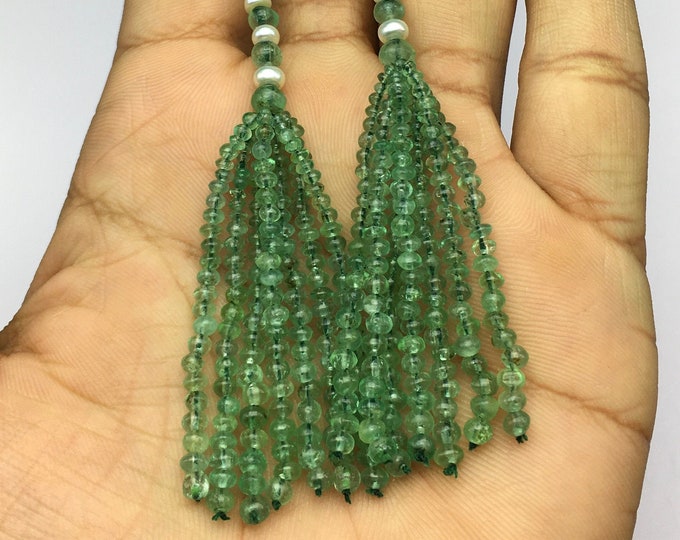 Tassels for earring/Natural EMERALD/Smooth rondelle shape/3MM till 3.50MM/Beautiful deep green color/Tassels for designers/Unique tassels