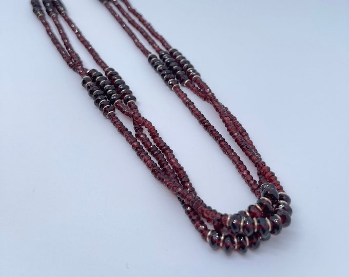 31 Inches long/Designer necklace/Natural RED GARNET/For women wear/Gemstone necklace/925 Sterling Silver/Unique