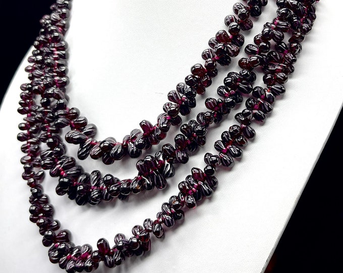 Natural RED GARENT/Hand carved drop/Approx. 5x7MM till 7x9MM/Beautiful natural red garnet beads/Gemstone necklace/Loose Red Garnet beads