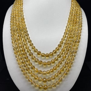 Genuine CITRINE/Faceted/Round beads/Size 7MM till 11MM/Wt 1281 Carats/Strands 5/18 Inch/Gemstone necklace/Citrine necklace/Beaded necklace
