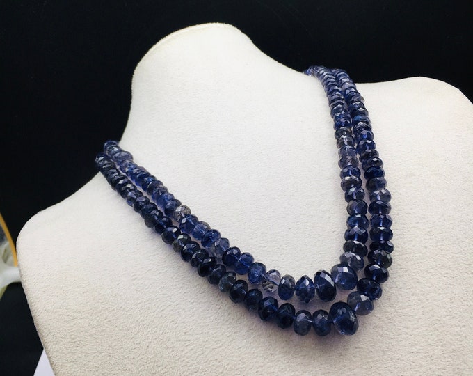 Natural IOLITE/Faceted rondelle shape/Approx. 6MM till 12.50MM/Beautiful blue color beaded necklace/Top quality natural Iolite necklace/Rare