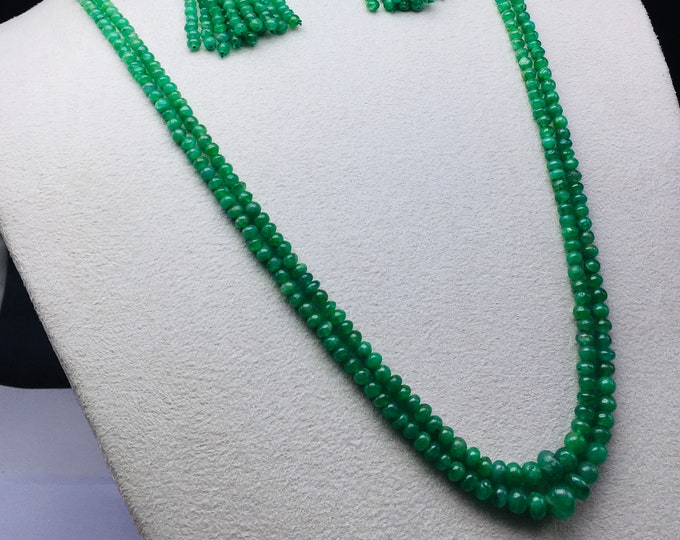 Natural EMERALD smooth/Rondelle shape/Approx 4.00MM to 9.00MM/Matching Tassels for earring/Beautiful open green color of Emerald/Loose beads