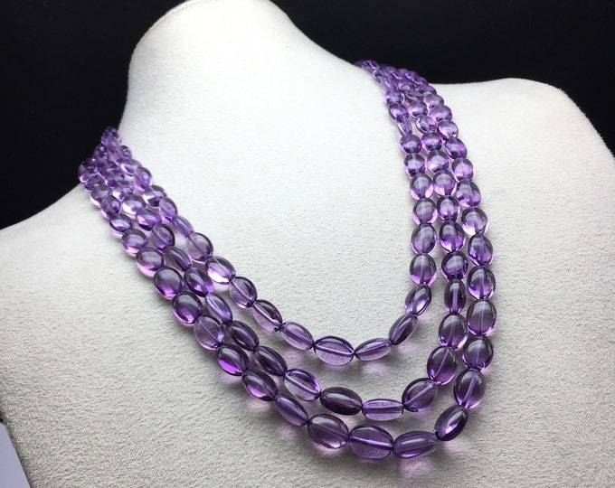 Genuine AMETHYST/Smooth/Oval shape/7x9MM till 9x11MM/365.65 Cts/457.00 Dollars/Beautiful deep purple gemstone/Adjustable silk cord closure