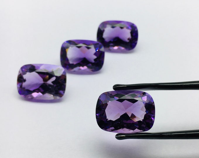 13X18 CUSHION 4 Pieces 53.70 Carats Top Quality Dark AMETHYST Cut Stones Lot, Natural Gemstones, Loose Gemstones, Rare To Find