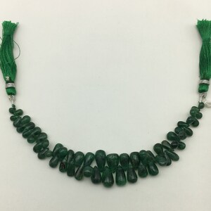 Fine Natural EMERALD Smooth Drop Shape Beads, Side Drilled, For Jewelry Makers, For Bead Designers, Wholesale Beads,