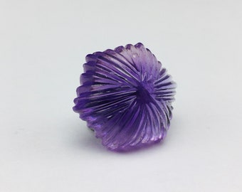 Natural AMETHYST cabochon/Hand carved/Hexagon shape/Width 18MM/Length 18MM/Height 9MM/Gemstone carving/Amethyst carving/Loose carving/Unique
