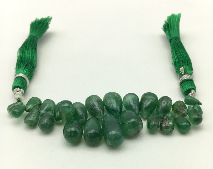 Fine Natural EMERALD Smooth Drop Shape Beads, Side Drilled, For Jewelry Makers, For Bead Designers, Wholesale Beads,