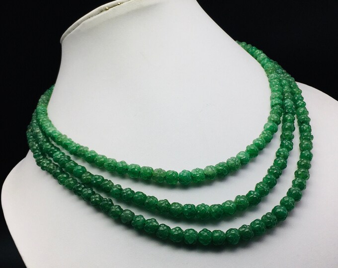 GREEN ( MICA ) QUARTZ/Hand carved/Round shape/Beautiful green color natural beads/Size 6MM till 8MM/Genuine quartz beads/Amazing quality
