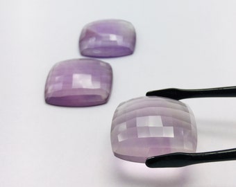 25X28 mm CUSHION 3 Pieces 137.45 Carats Natural AMETHYST Cabaution Chaker Cut On Top Gemstones Lot, Natural Gemstones, For Jewelry Makers