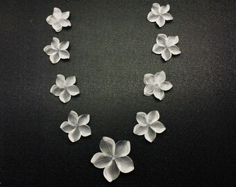 Natural Frosted ROCK CRYSTAL/Hand carved flower/Width 15MM till 3MM/11 Peices set/Weight 135.40 carat/Very less in weight/Crystal Gemstone