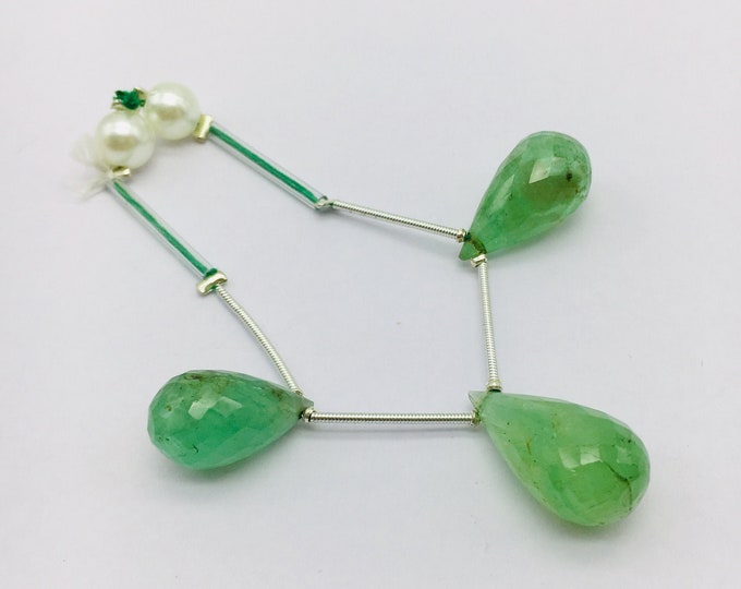 Amazing Natural EMERALD Faceted Drop Shape Side Drilled Beads, For Jewelry Makers, For Designers Use, Wholesale Drop Shape Beads
