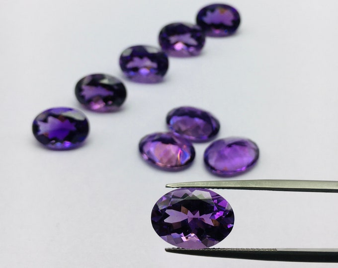 10X14 Oval 9 Pieces 50.00 Carats Dark AMETHYST Cut Stones Lot, Amazing Quality, Natural Gemstones, For Jewelry Makers, For Designers Use