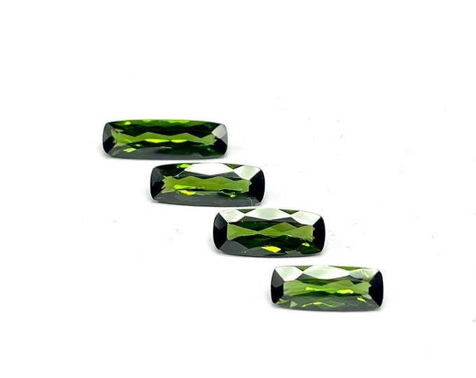 Natural GREEN TOURMALINE cut stones/Cushion shape/Approx. 4X12MM till 5X15MM/7.45 carats/4 pieces/Topmost quality/Bottle green open color