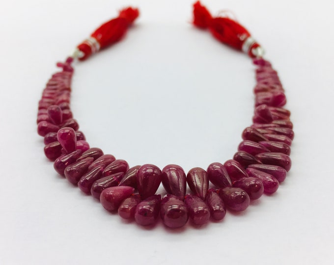 Amazing Natural African RUBY Smooth Drop Shape Side Drilled Beads, For Jewelry Makers, For Designers Use, Wholesale Drop Shape Beads