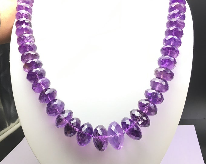 Natural AMETHYST faceted/Rondelle shape/Size 12MM till 27MM/Beautiful deep purple color/Amethyst necklace/Gemstone necklace/Unique necklace
