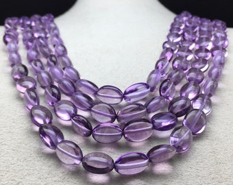 Genuine AMETHYST/Smooth/Oval shape/6x8MM till 9x11MM/552.00 Cts/690.00 Dollars/Beautiful purple color gemstone necklace/Natural gemstone