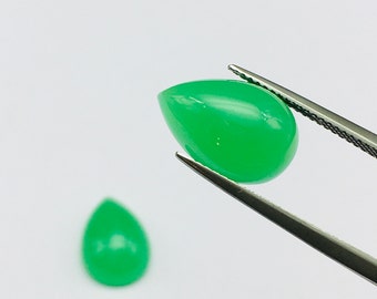 Genuine CRYSOPRASE/Smooth cabochon/Pear shape/Approx 10x15MM/Beautiful deep green color gemstones/Perfect pair for jewelry makers/Rare