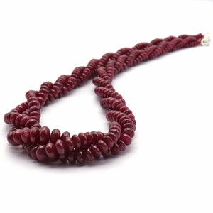 Natural RUBY/Smooth rondelle/Approx. 3MM till 8MM/Beautiful red color necklace/Genuine Ruby/Gemstone necklace/925 sterling silver Lobster