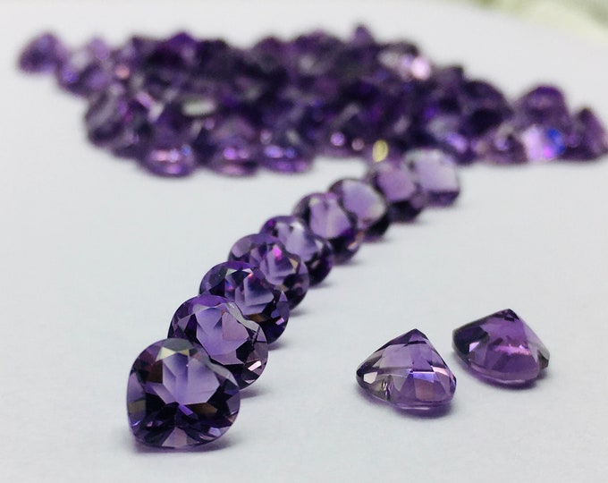 AMETHYST faceted/7x7 Calibrted/Heart shape/Hand carved to make perfect heart/134 pieces lot/Perfect selected gemstones/Topmost quality stone