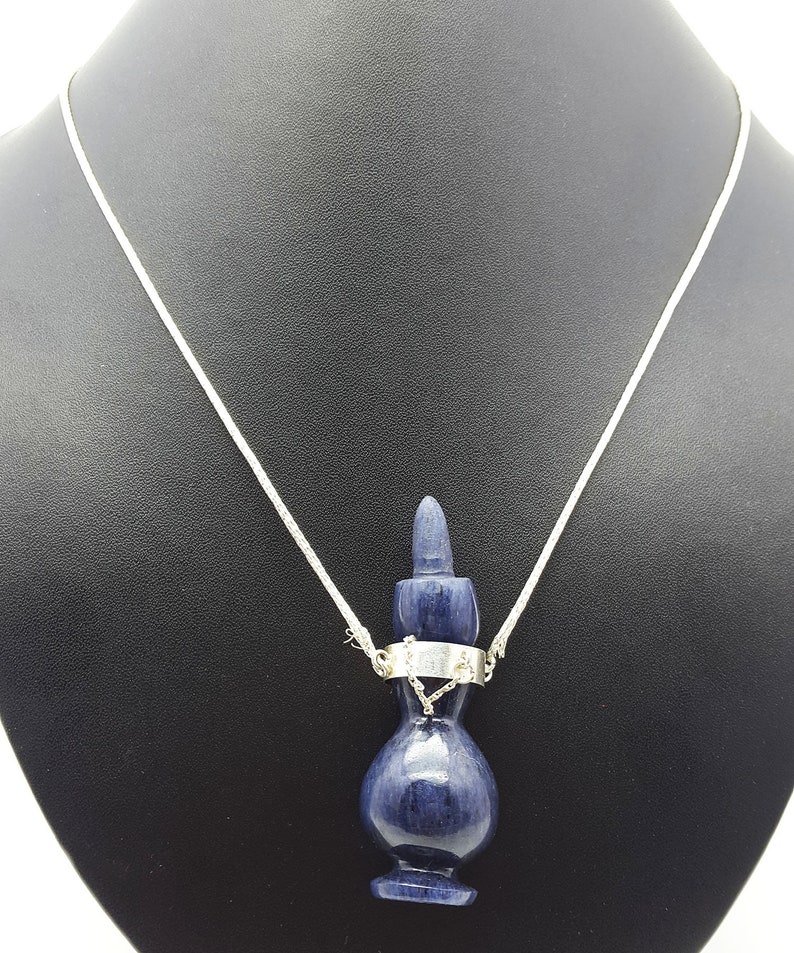 Silver Jewelry Necklace Gemstone Pendant Blue Aventurine Plain Bottle With 925 Sterling Silver Chain Jewelry