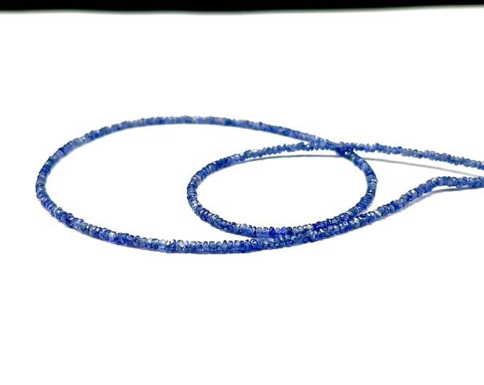 Natural BLUE SAPPHIRE 2.30MM/Faceted rondelle shape/Length 16.00 inches/Genuine Blue Sapphire/Big drilled hole/Strand in wire/Lobster clasp